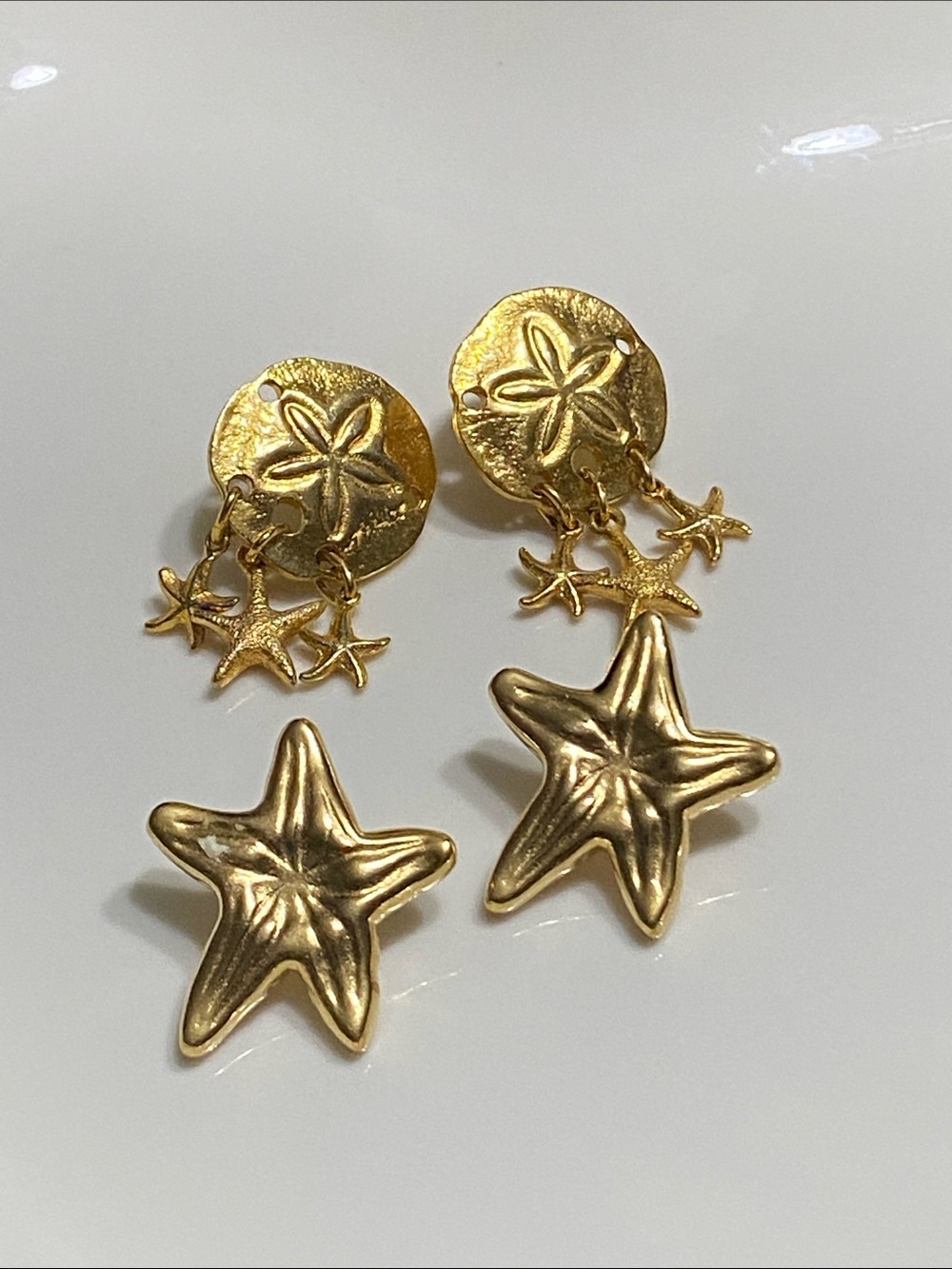Gold Starfish Dangle Earrings